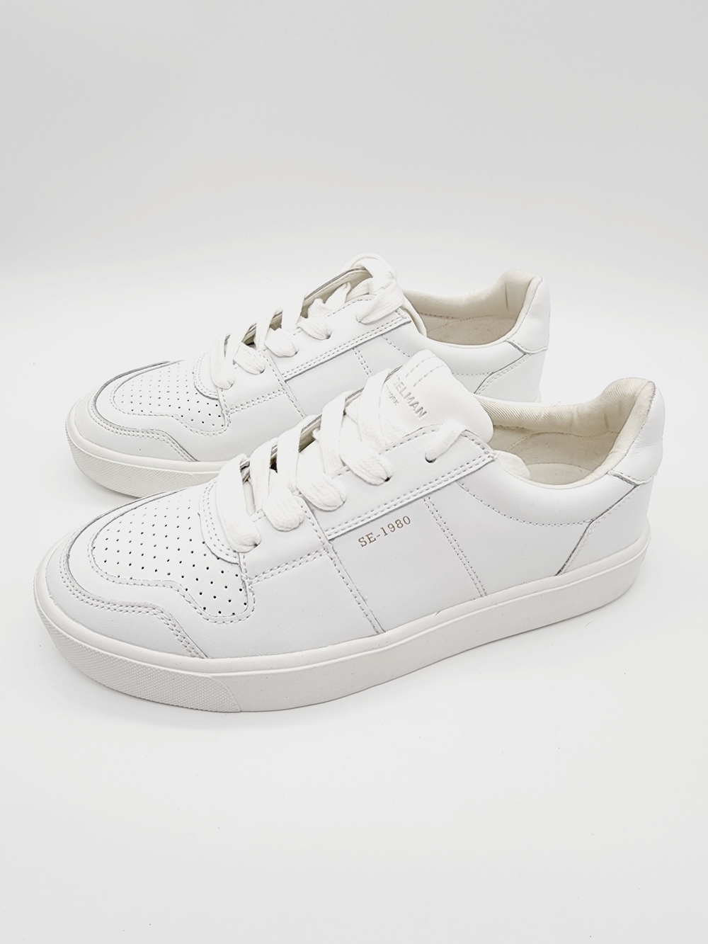 Sam Edelman Edie Leather Sneakers Bright White Lace Up Size 6.5